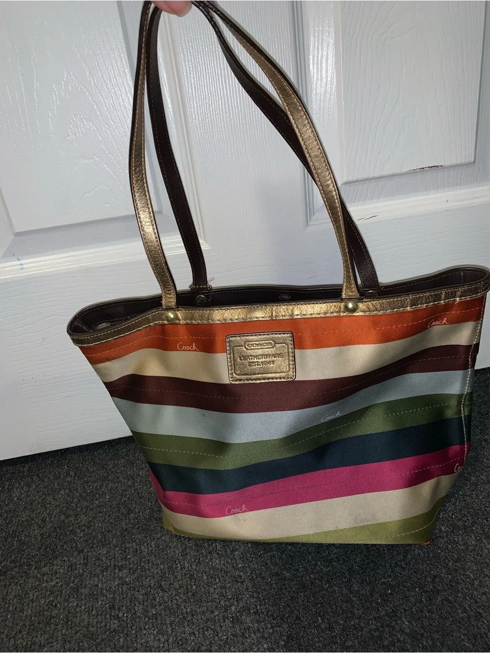Y2K Coach Multi-Stripe Canvas Tote - Multicolor used